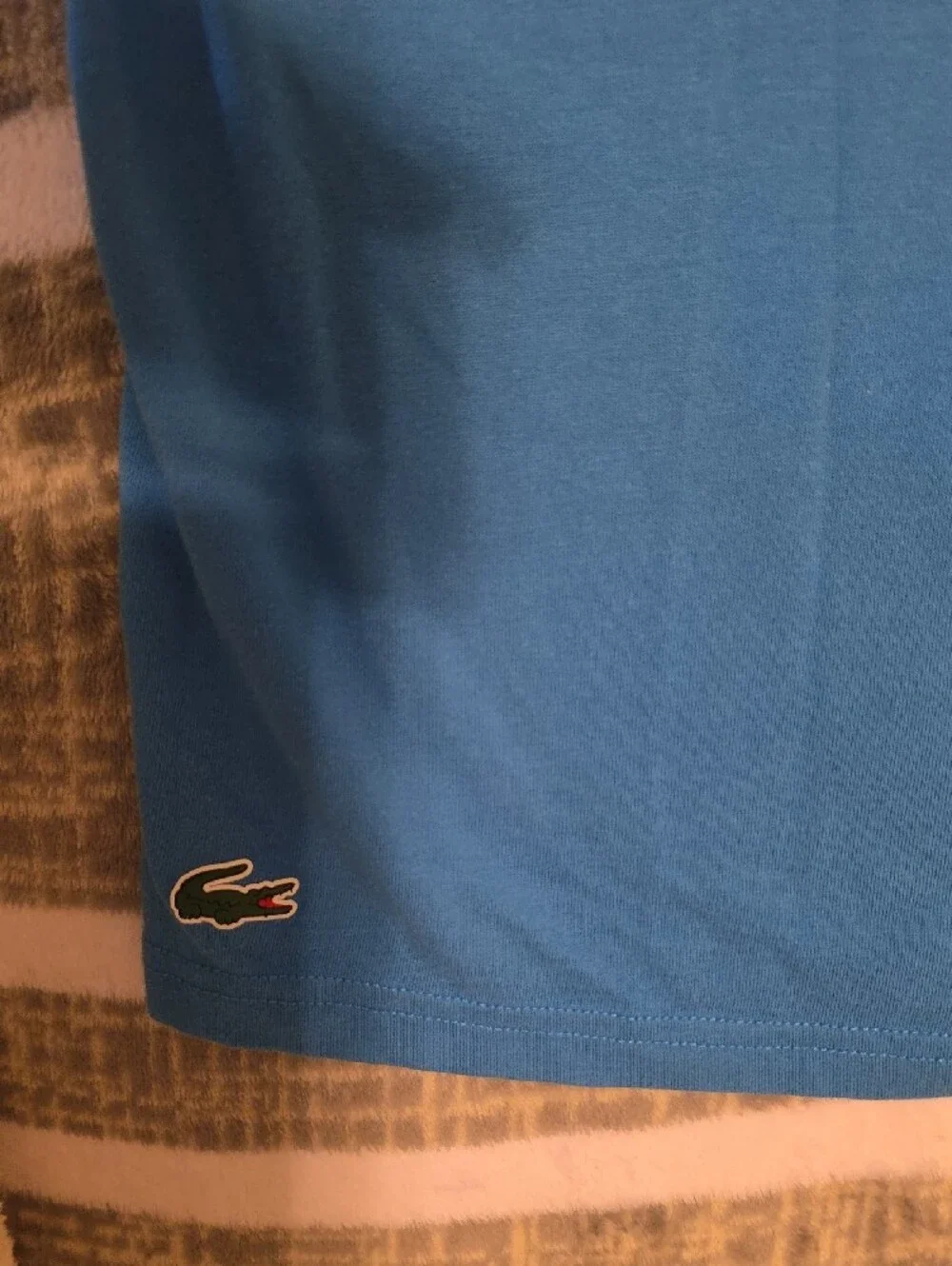 Lacoste Blue & Navy Colorblock Tee with Royal Blue Logo Shorts